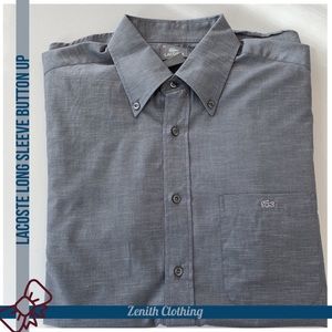 Lacoste Long Sleeve Button Up Grey Dress Shirt-42